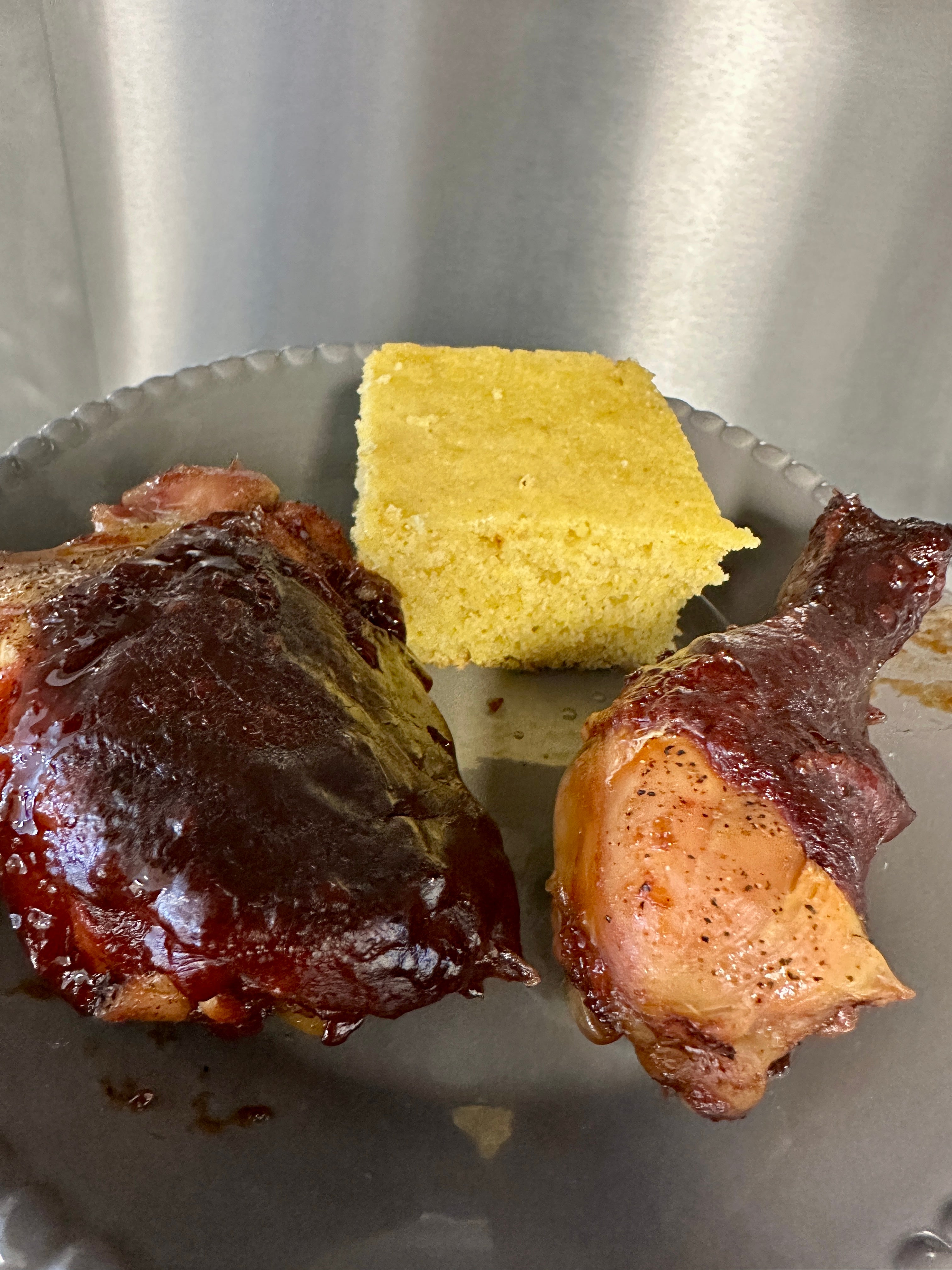 Individual Microwave BBQ Chicken with Corn Bread