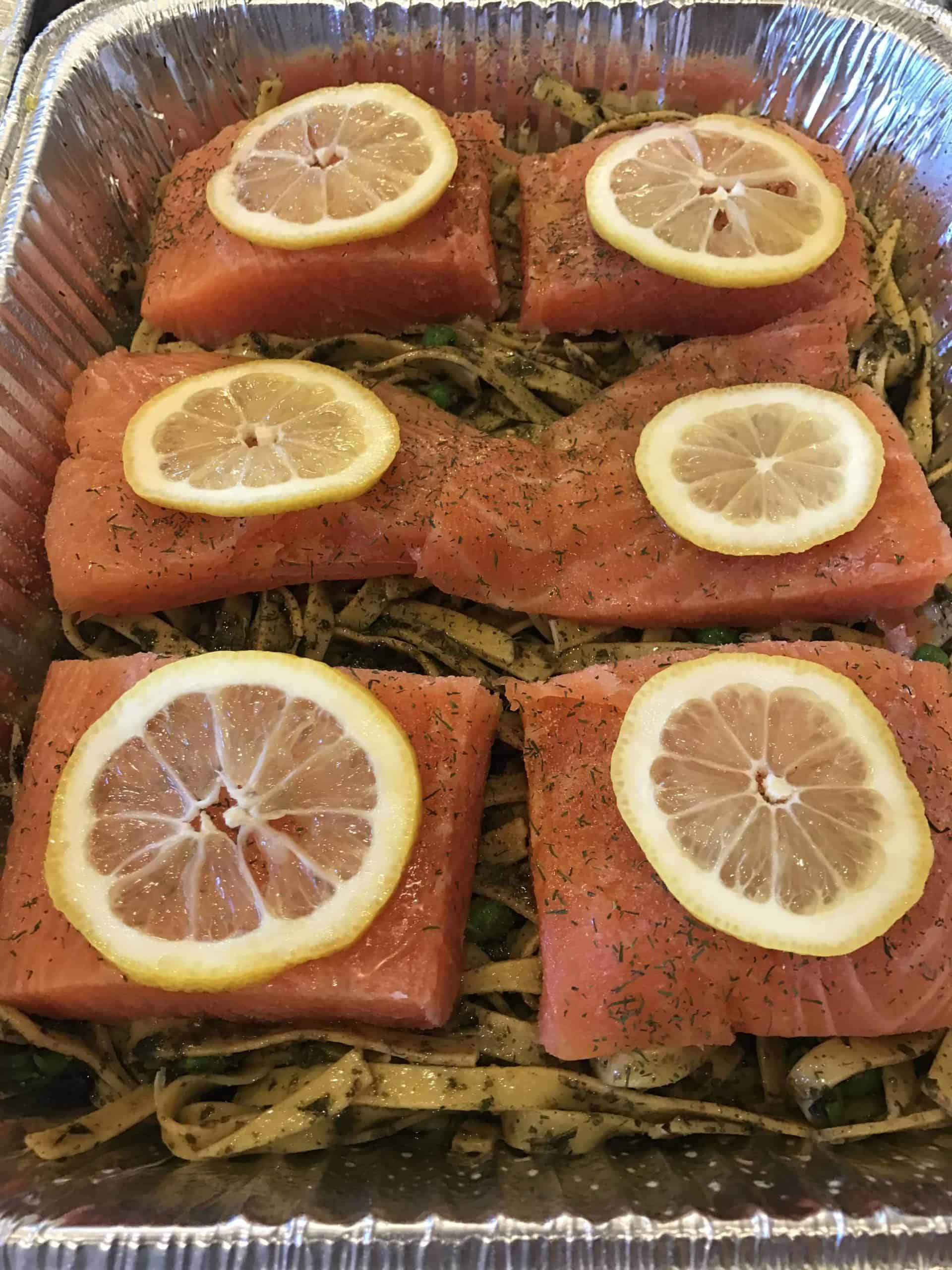 Individual Microwave Salmon Pesto Pasta